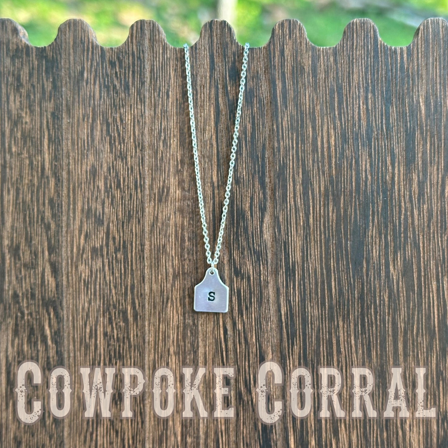 Custom Initial Cattle Tag Necklace