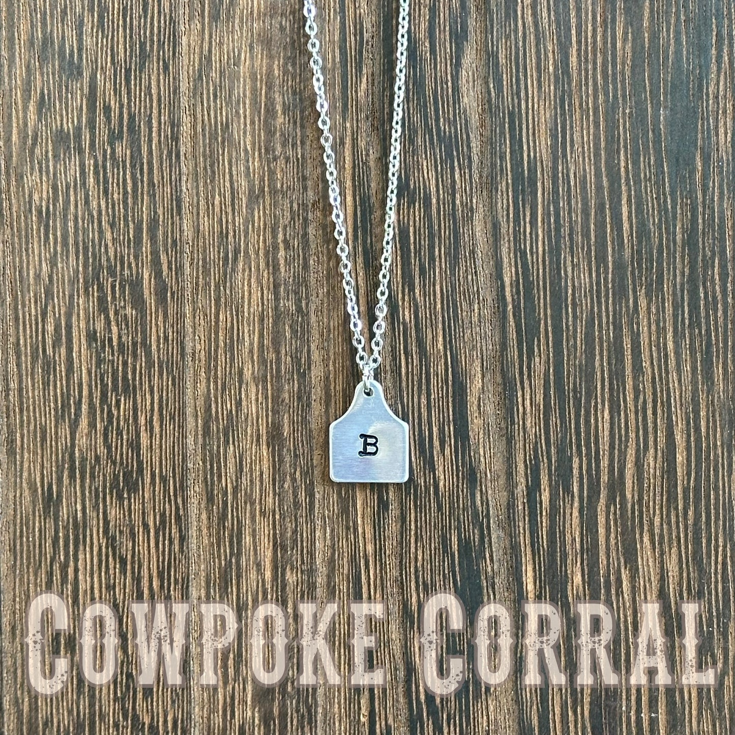 Custom Initial Cattle Tag Necklace