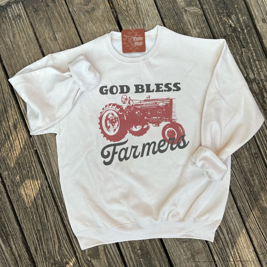 GOD BLESS FARMERS CREWNECK SWEATSHIRT