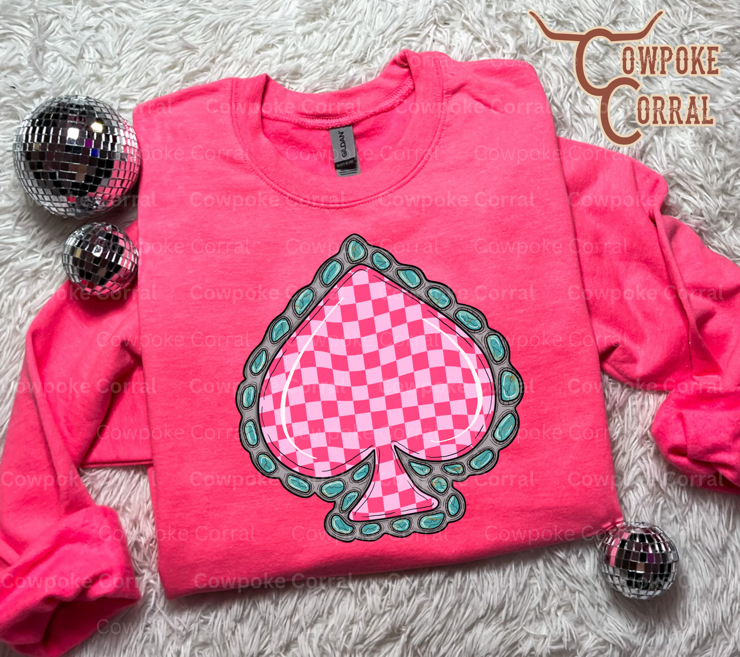 CHECKERED SPADE (PINK) CREWNECK SWEATSHIRT