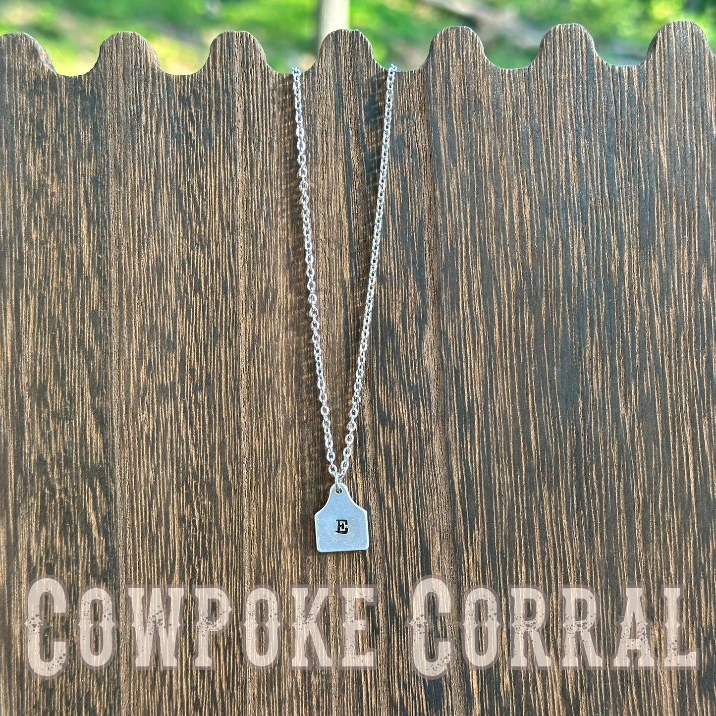 Custom Initial Cattle Tag Necklace