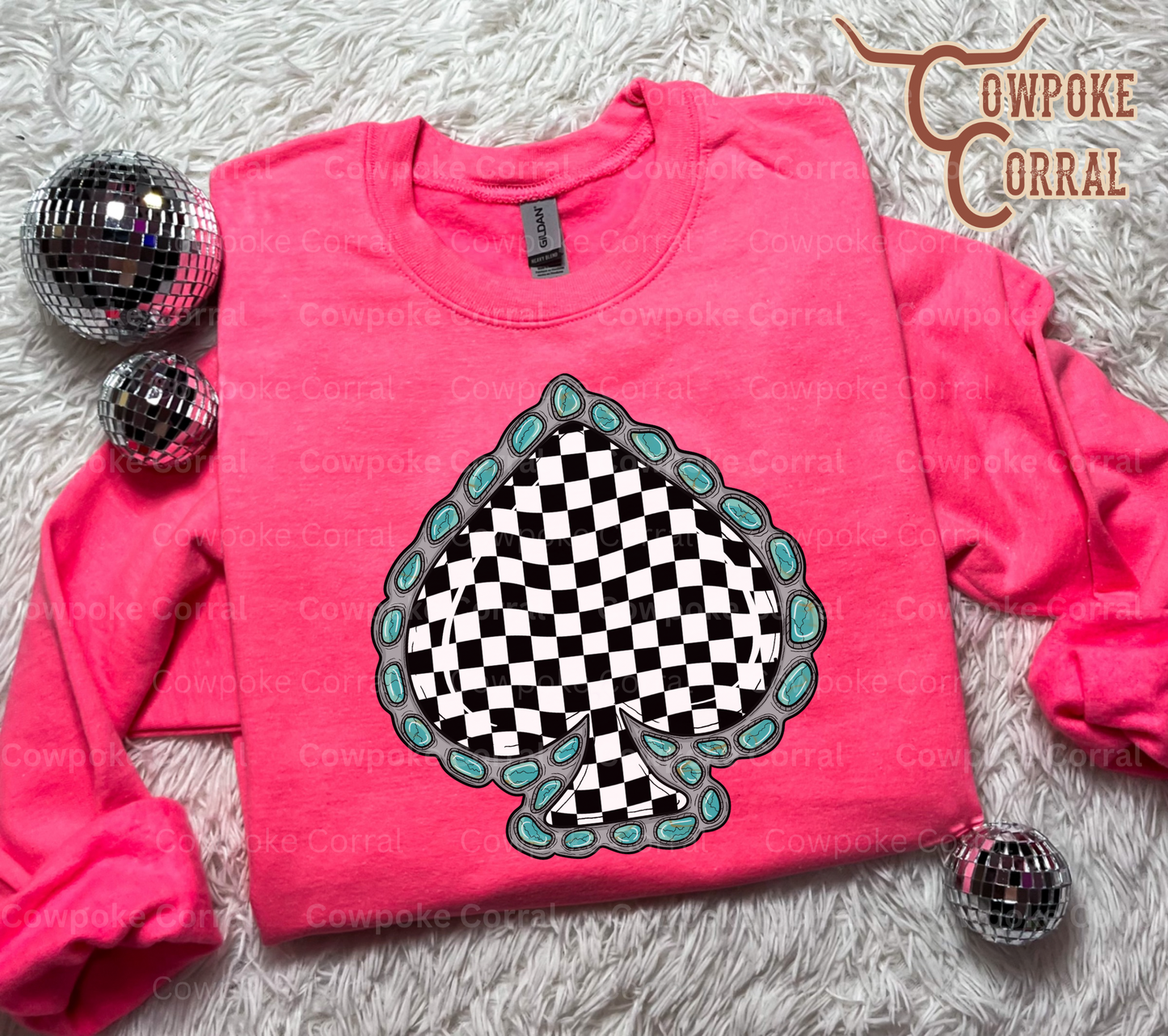 CHECKERED SPADE (B&W) CREWNECK SWEATSHIRT