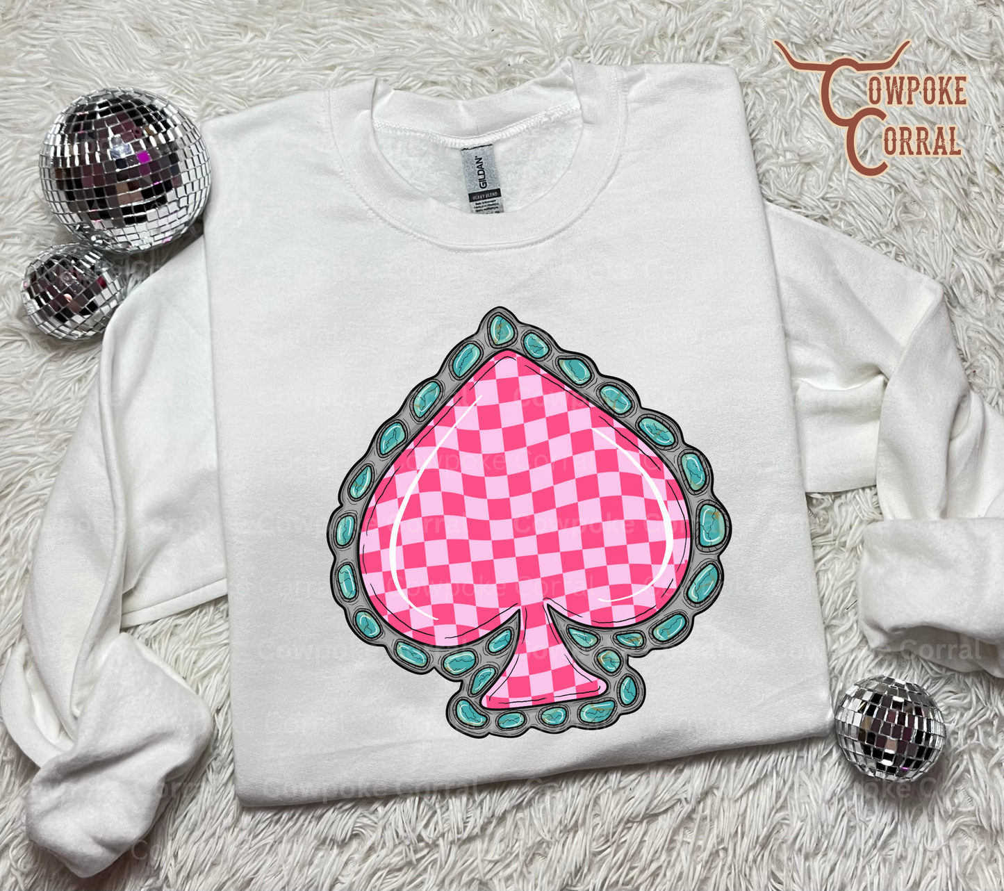 CHECKERED SPADE (PINK) CREWNECK SWEATSHIRT