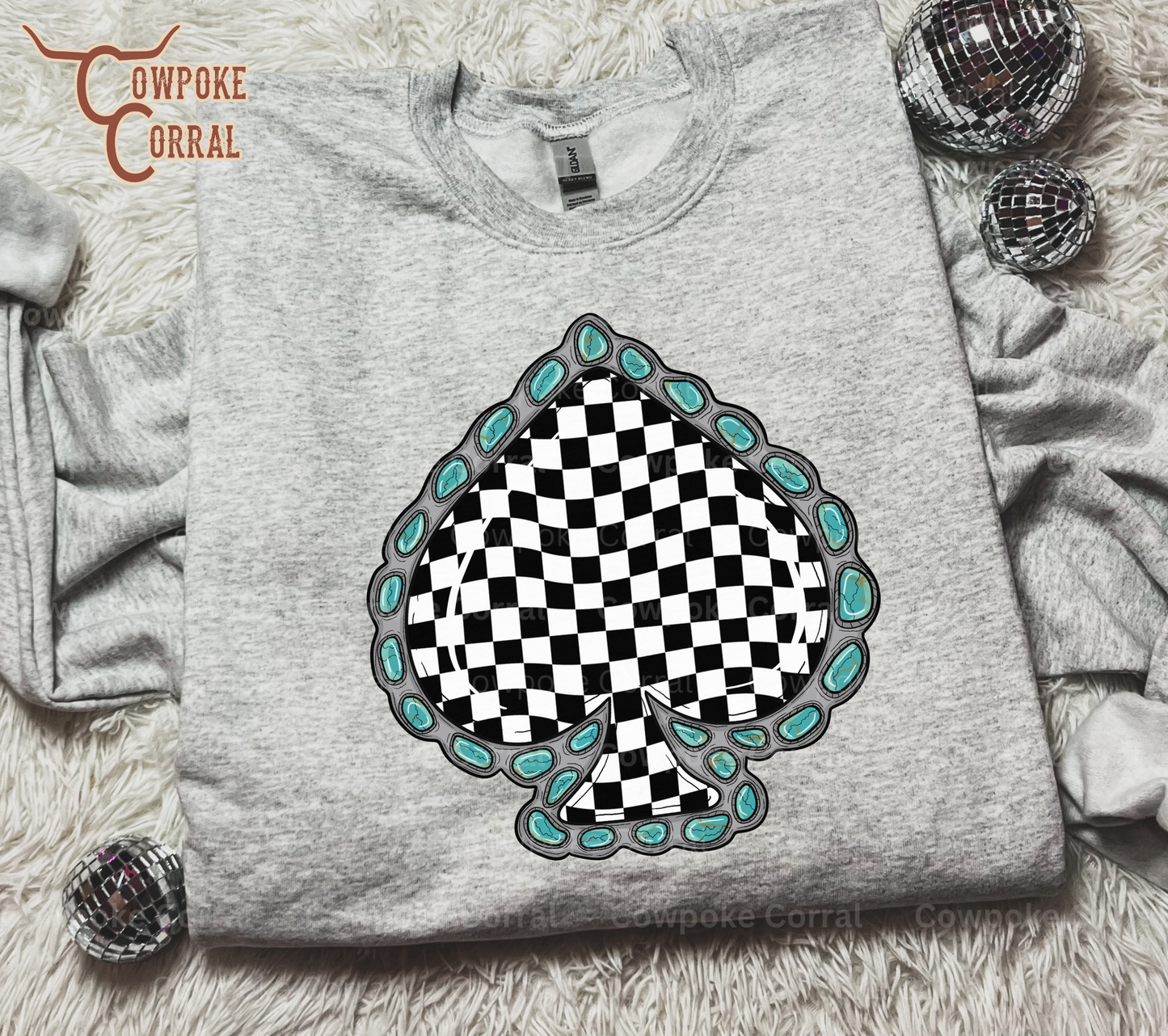 CHECKERED SPADE (B&W) CREWNECK SWEATSHIRT