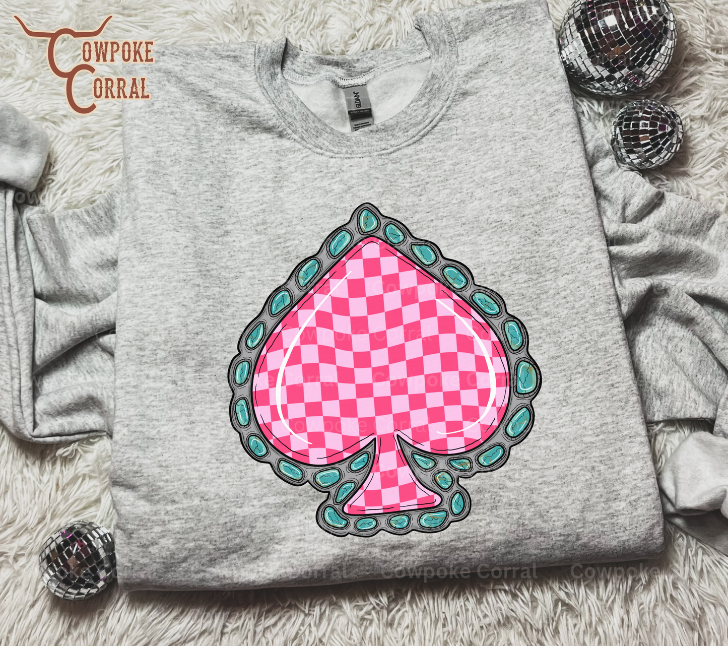 CHECKERED SPADE (PINK) CREWNECK SWEATSHIRT