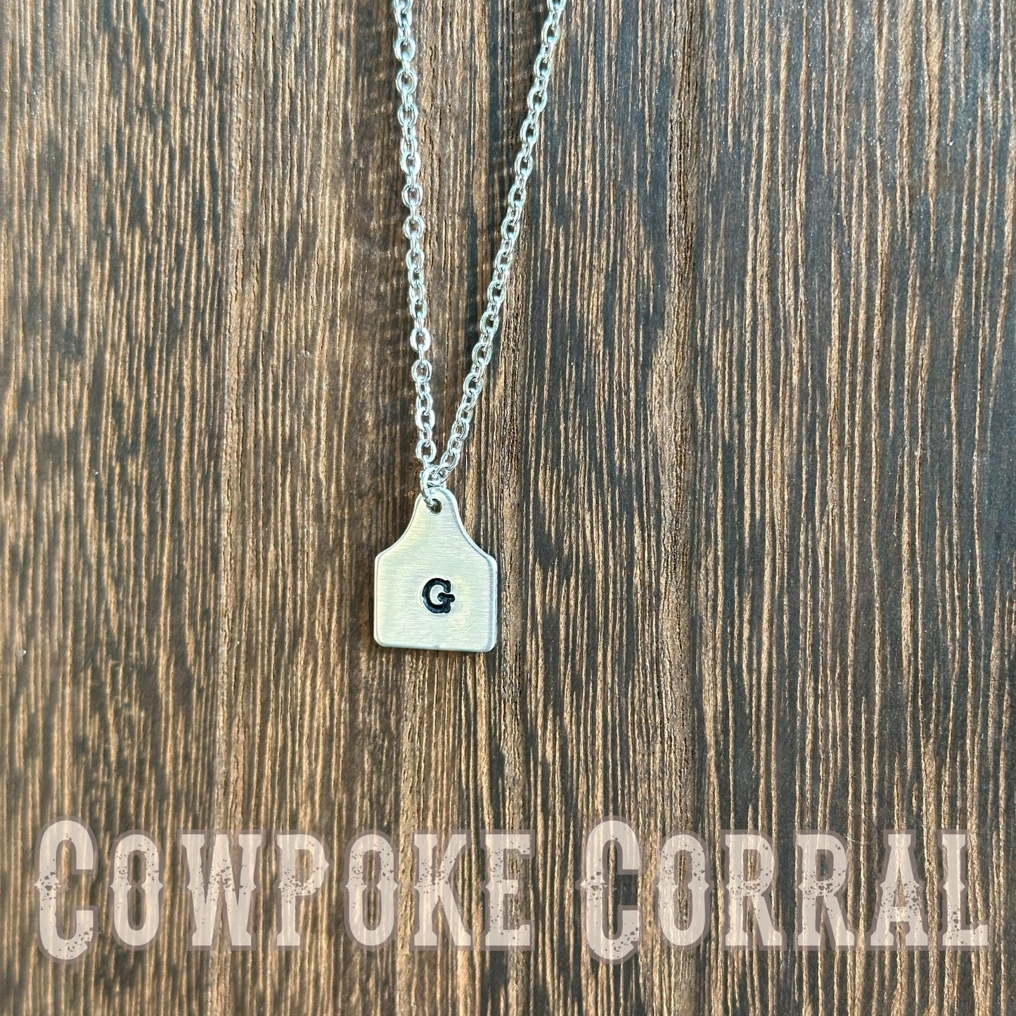 Custom Initial Cattle Tag Necklace