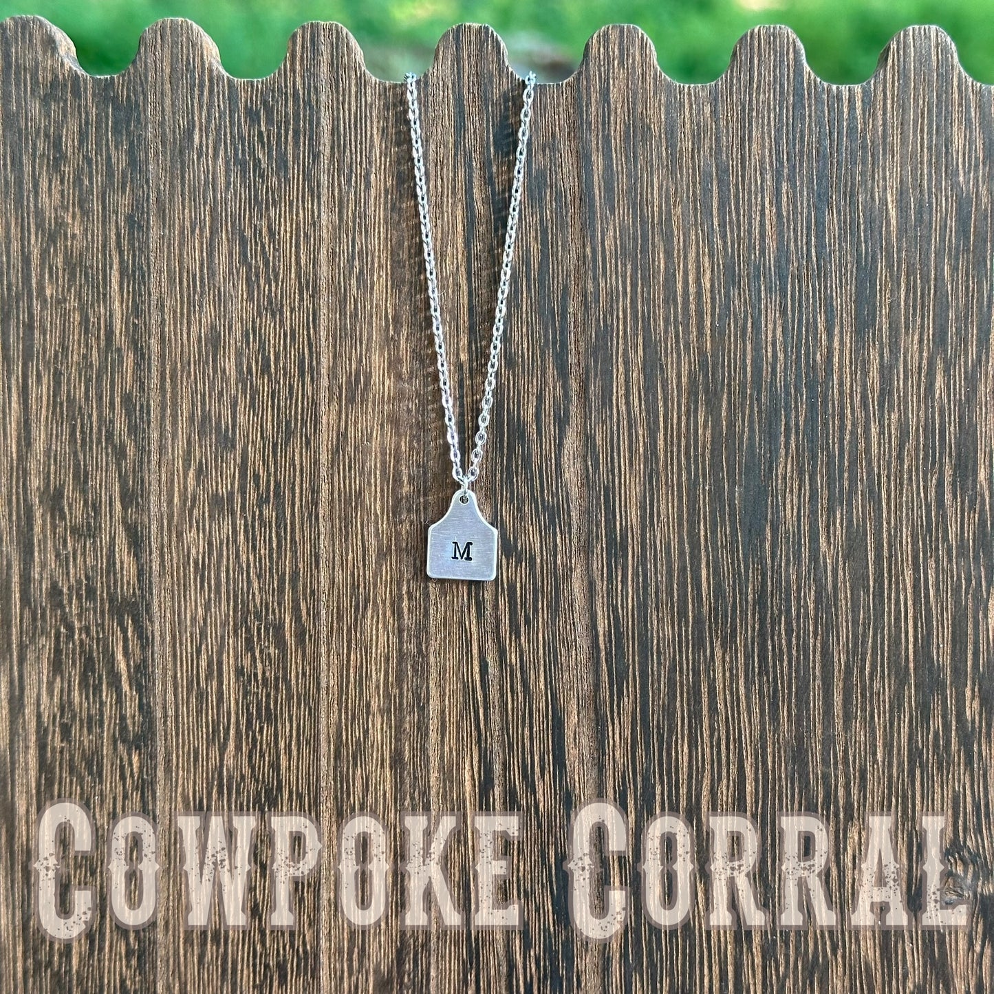 Custom Initial Cattle Tag Necklace