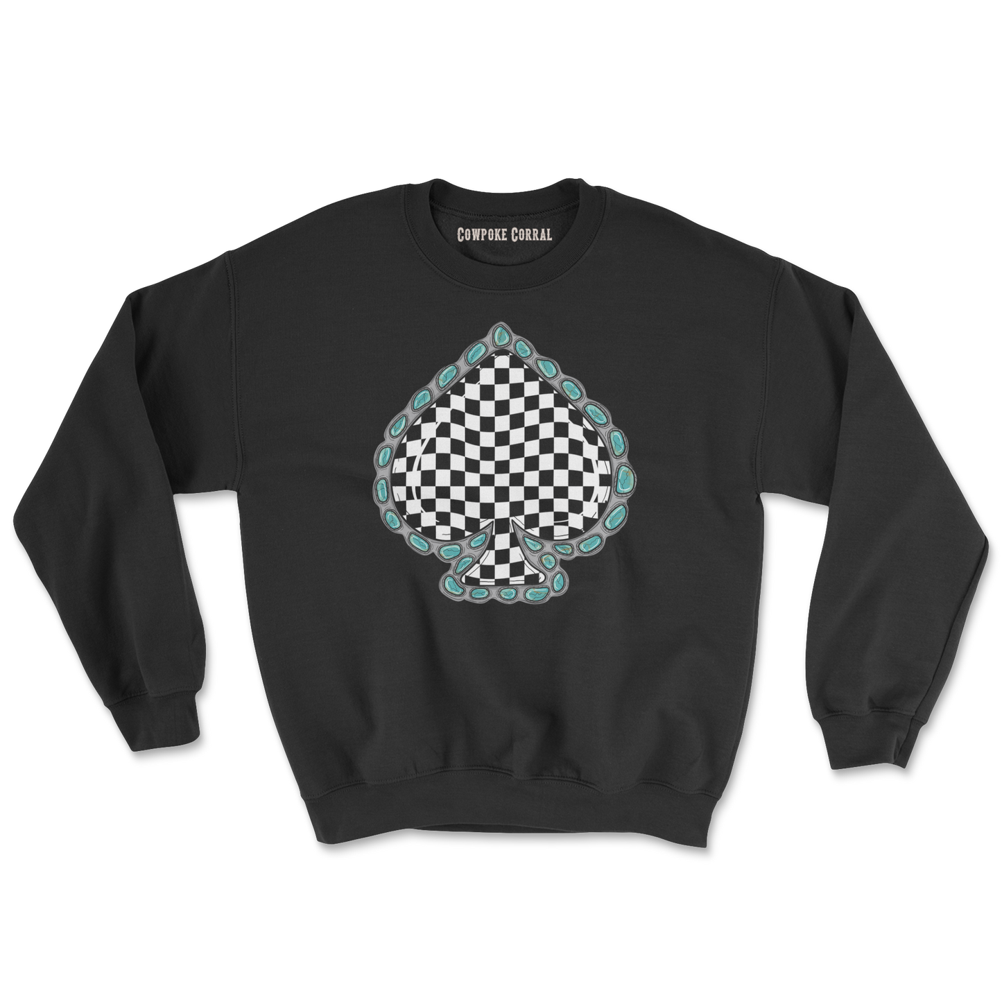 CHECKERED SPADE (B&W) CREWNECK SWEATSHIRT