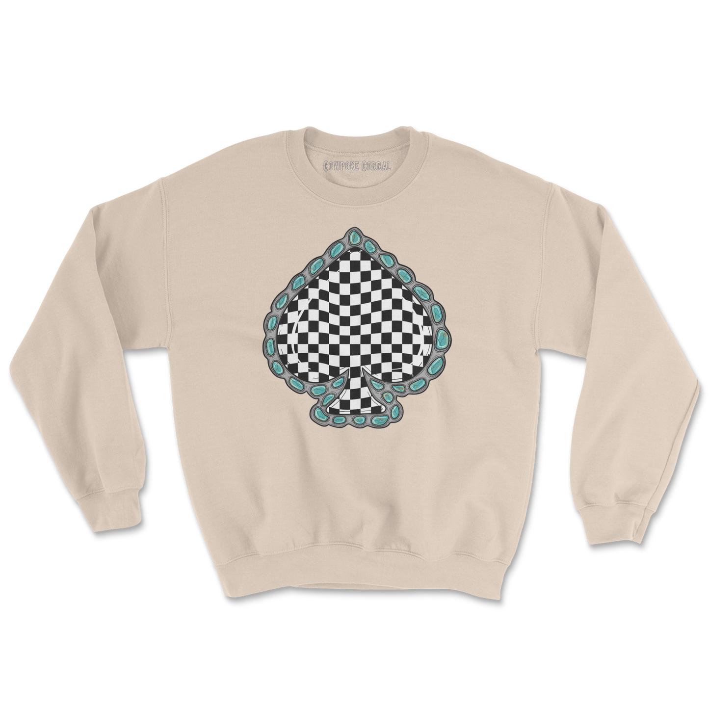 CHECKERED SPADE (B&W) CREWNECK SWEATSHIRT