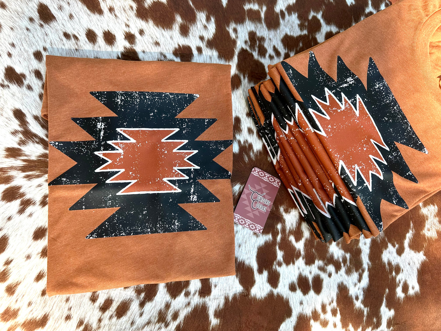 DISTRESSED AZTEC RUST TEE