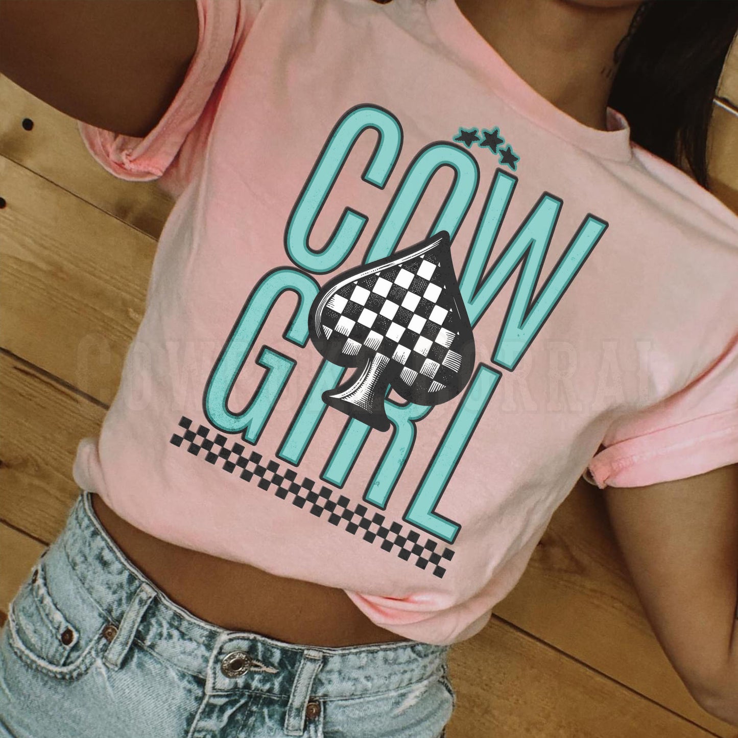 COWGIRL CHECKERED SPADE TEE