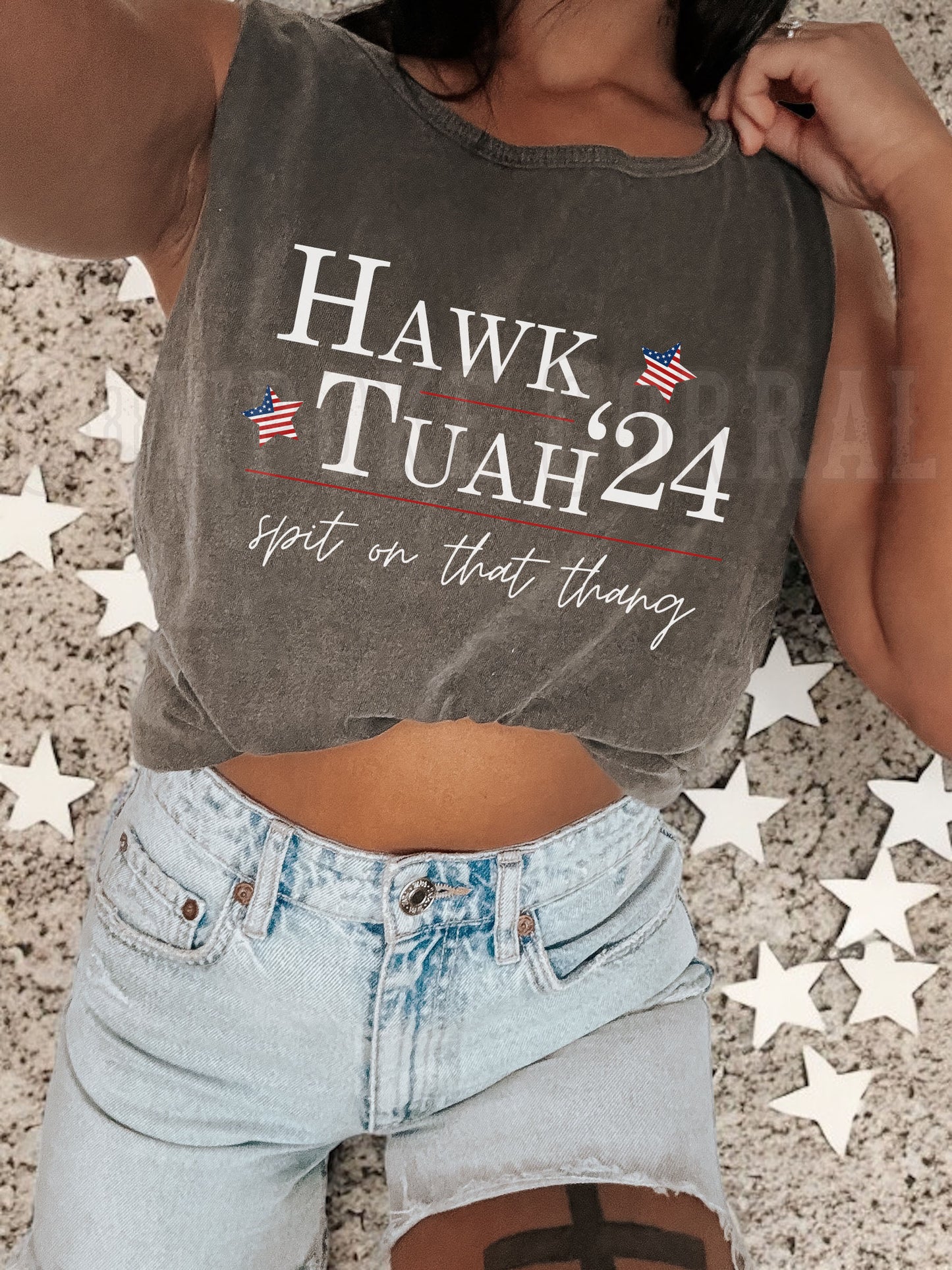 HAWK TUAH ‘24 SPIT ON THAT THANG STARS TANK TOP