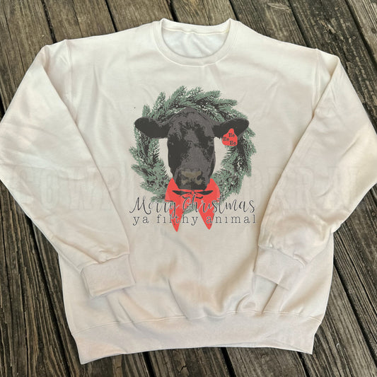 MERRY XMAS YA FILTHY ANIMAL (ANGUS) CREWNECK SWEATSHIRT