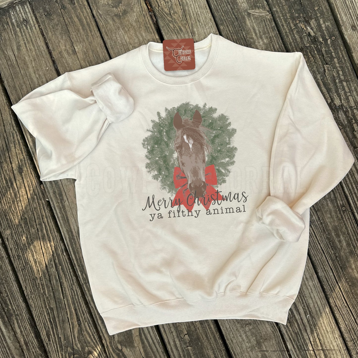 MERRY XMAS YA FILTHY ANIMAL (HORSE) CREWNECK SWEATSHIRT