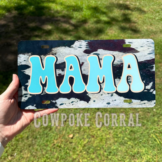 Cowhide Mama License Plate