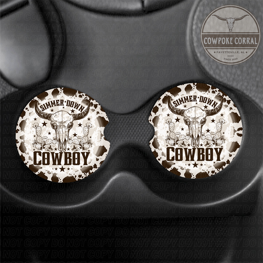 Simmer Down Cowboy - Car Coasters